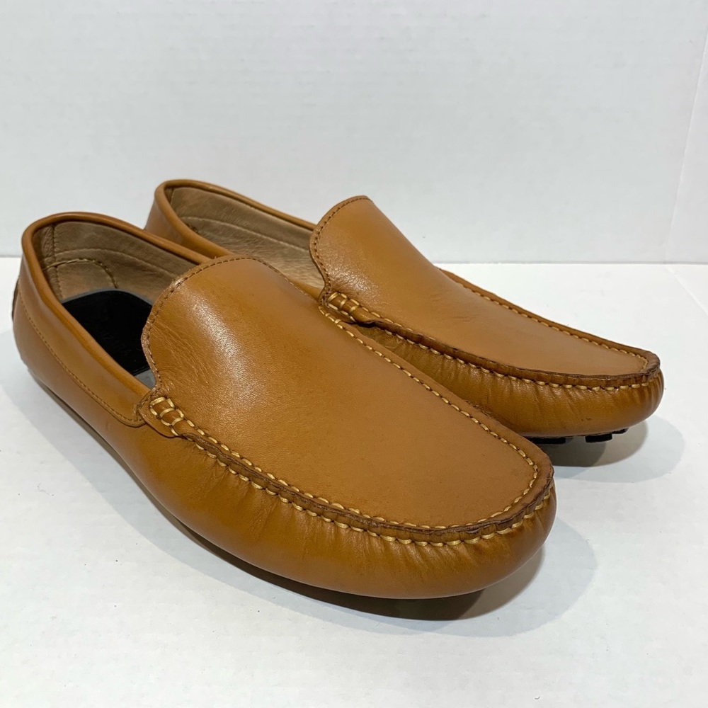 New Leather Zanzara Picasso II Cognac Loafers Available In Size 9.